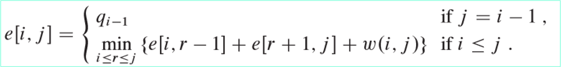 最优二叉搜索树期望搜索代价递归公式